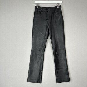Stand Studio Womens Pants 34 Black Lamb Leather Avery Crop Flare Going Out Disco